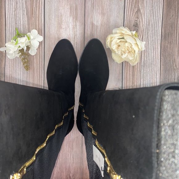 Calvin Klein Black Suede Over the Knee Boots 9M - Picture 4 of 8